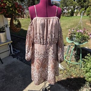 Wrangler Paisley Brown Bishop Sleeve Sundress. Size XL. FFCP